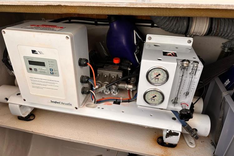 Seafaring equipment in 2016 Fountaine Pajot Ipanema 58, featuring gauges and control panel.