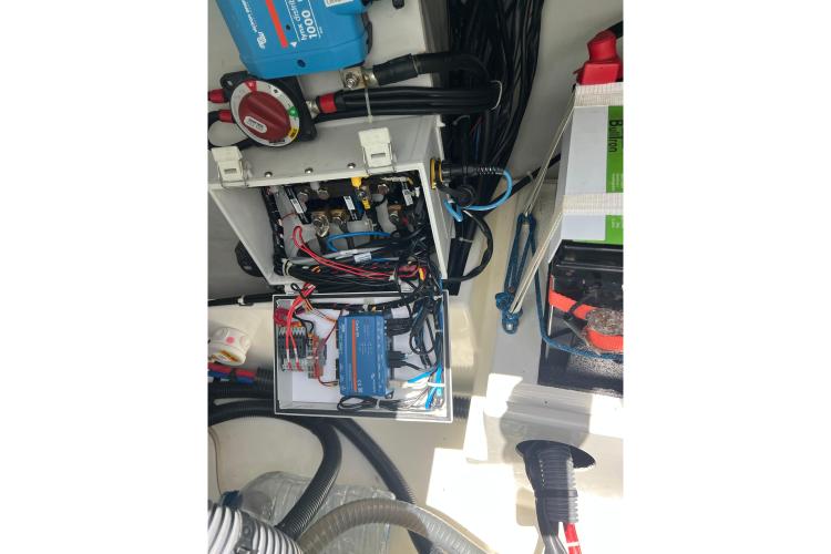 Electrical system components inside a 2023 Fountaine Pajot Astrea 42 Catamaran.