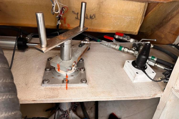 Mechanical components inside a 2016 Fountaine Pajot Ipanema 58 yacht.