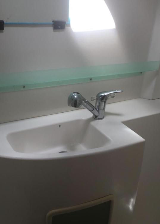 Bathroom sink in 2009 Fountaine Pajot Orana 44 catamaran.