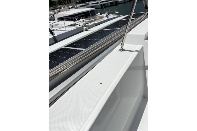 2020 Fountaine Pajot Astrea 42 catamaran with solar panels on deck.