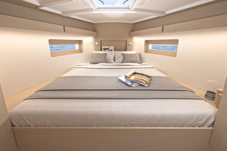 Manufacturer Provided Image: Luxurious cabin interior of 2026 Beneteau Oceanis 37.1 yacht with cozy bedding.