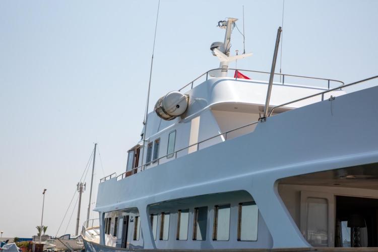 1972 Benetti 33 yacht docked, showcasing sleek design and modern features.