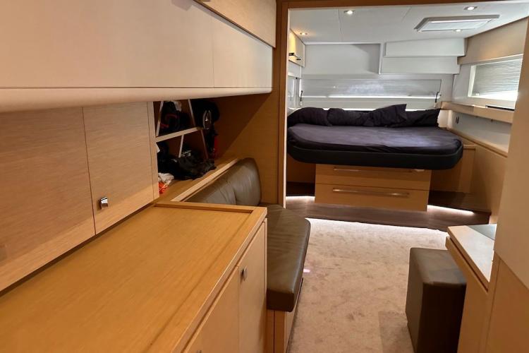 Luxurious interior of 2016 Fountaine Pajot Ipanema 58 yacht with modern furnishings.