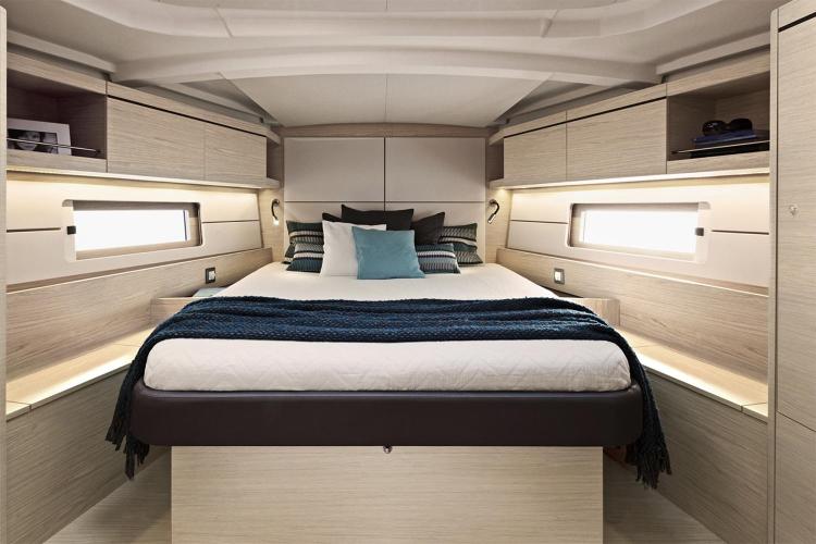 Manufacturer Provided Image: Interior of Beneteau Oceanis 46.1 yacht, 2025 model, featuring modern bedroom.
